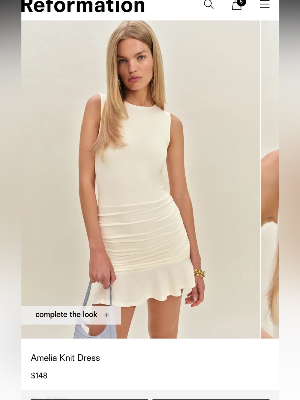 Reformation Cream Amelia Knit Mini Dress
